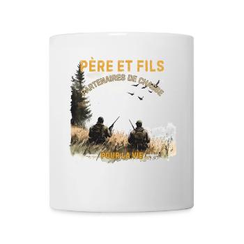 Père et Fils Chasse Ensemble - Mug blanc - blanc - Devant