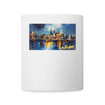 Amsterdam Blue Night Skyline Abstract - Tasse - Weiß - Vorne