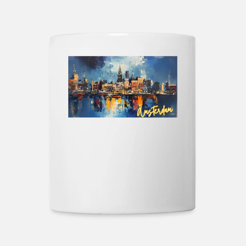 Amsterdam Blue Night Skyline Abstract - Mug - white