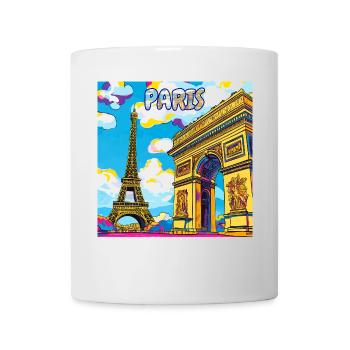 Paris Pop Art: Eiffel-Arc-Traumlandschaft - Tasse - Weiß - Vorne