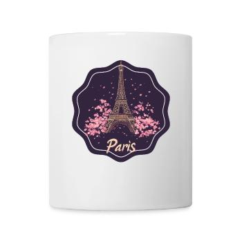 Paris Blossom Eiffel Icon on Purple - Mug - white - Front