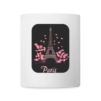 Eiffel der rosa Blüte in Paris - Tasse - Weiß - Vorne