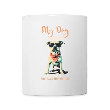 Un chien cool qui pense que je suis cool bandana - Mug blanc - blanc - Devant
