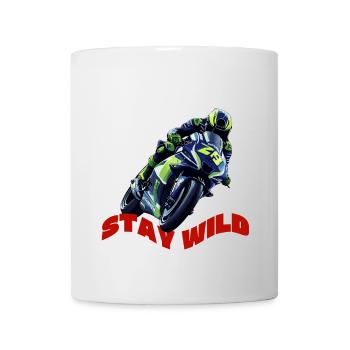 Roule dur, reste sauvage, moto rider - Mug blanc - blanc - Devant