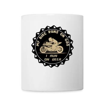 Le vélo fonctionne à l’essence, je roule à la bière - Mug blanc - blanc - Devant