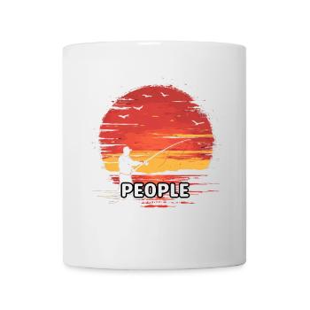 Sunset Fisherman-Silhouette - Tasse - Weiß - Vorne