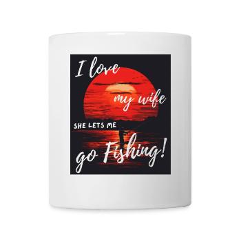 J’adore ma femme pêcher au coucher du soleil - Mug blanc - blanc - Devant