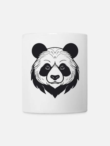 Panda Illustration in Schwarz-Weiß - Tasse - Weiß