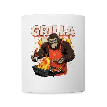Grillen Grilla Griller Gorilla BBQ Spruch Lustig - Tasse - Weiß - Vorne