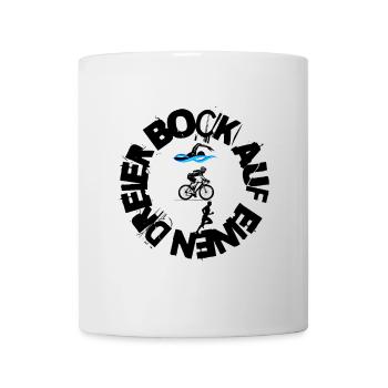 Schwimmen - Radfahren - Laufen = TRIATHLON - Tasse - Weiß - Vorne