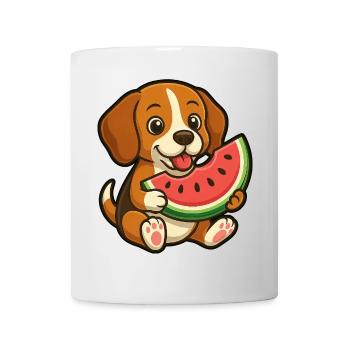 Cheerful Beagle Watermelon Summer Fruit - Mug - white - Front