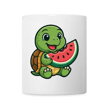 Cute turtle with melon summer design - Mug - white - Front