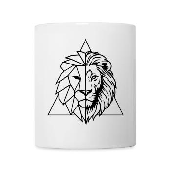 Geometric lion – king of the animals in origami - Mug - white - Front