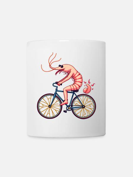 Shrimp Cyclist on Bike - Mug - white