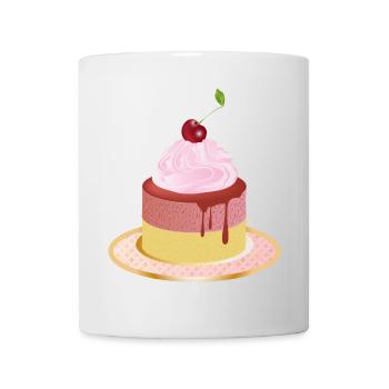 Kleines Kirsch-Törtchen Motiv mit rosa Creme - Tasse - Weiß - Vorne