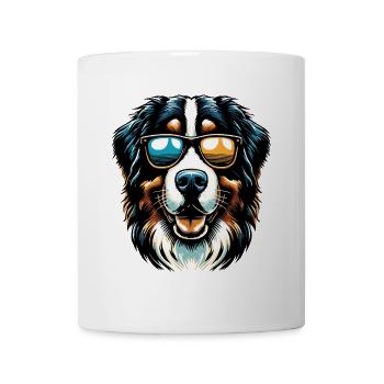 Berner Sennenhund mir Sonnenbrille - Tasse - Weiß - Vorne