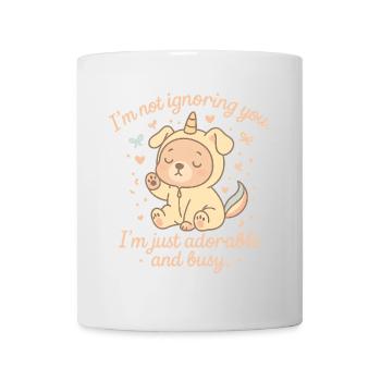 Süßer Einhorn-Welpe mit frechem Spruch - Tasse - Weiß - Vorne