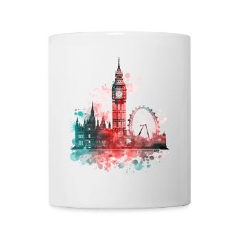 London England City Skyline Big Ben Colorful Splash - Mug - white - Front