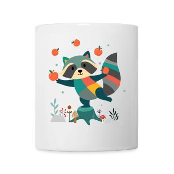 Playful raccoon happily juggling apples - Mug - white - Front