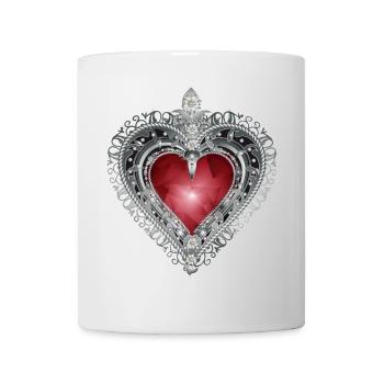 Broche traditionnelle avec motif bijou rouge - Mug blanc - blanc - Devant