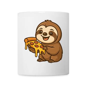 Cute Sloth Cartoon Pizza Pizza Lover Fun - Mug - white - Front