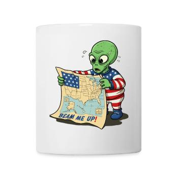 Cute Alien with USA Map - Mug - white - Front