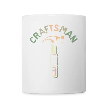 Craftsman Logo mit Hammer Werkzeug im Retro Stil - Tasse - Weiß - Vorne