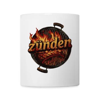 zünden grillen Grill BBQ anzünden Geschenk - Tasse - Weiß - Vorne