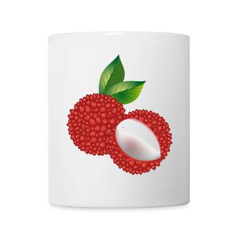 Saftige Litschi-Duo mit Blatt – Exotisches Motiv - Tasse - Weiß - Vorne