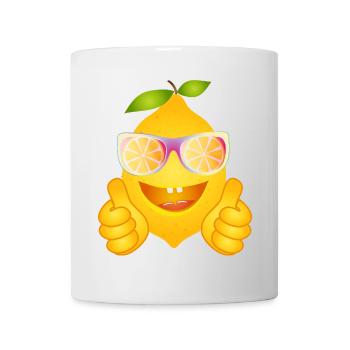 Coole Zitrone mit Sonnenbrille – Comicfrucht - Tasse - Weiß - Vorne