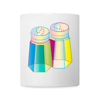 Sel et poivre dans un verre Prisma – Épices colorées - Mug blanc - blanc - Devant