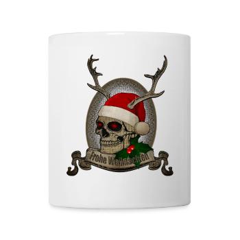 Crâne avec des bois Joyeux Noël - Mug blanc - blanc - Devant