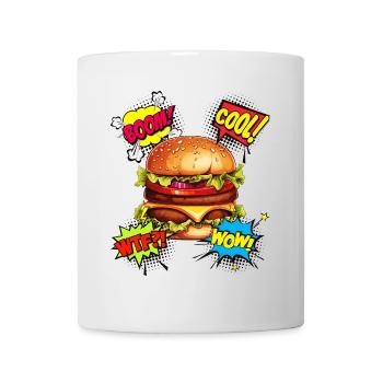 Burger Pop Art Hamburger Cheeseburger Fast Food - Tasse - Weiß - Vorne