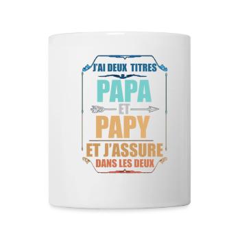 Two Papa J'Ai and Grandpa Titles Grandpa - Mug - white - Front