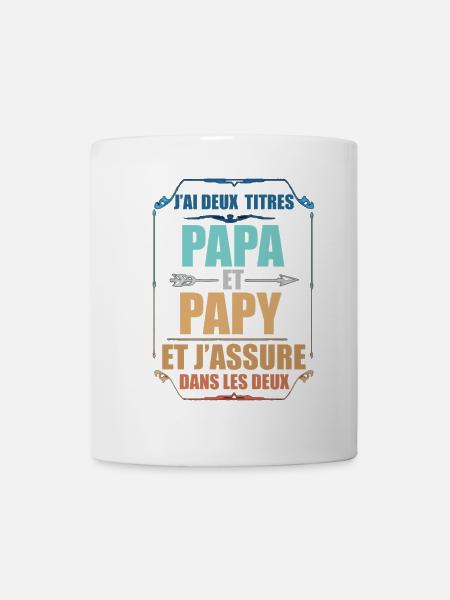 Two Papa J'Ai and Grandpa Titles Grandpa - Mug - white