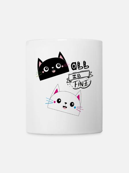 Niedliche Katzen mit all is fine - Kop/krus - hvid