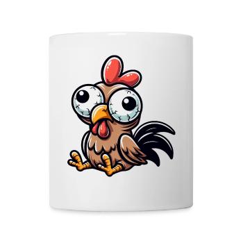 Süße verwirrte Henne Cartoon Clumsy Kulleraugen - Tasse - Weiß - Vorne