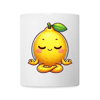 Dessin animé mignon Citron Yoga Relaxation Chill Relax - Mug blanc - blanc - Devant