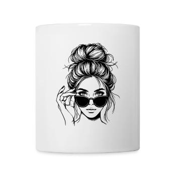 Vintage Blondinen-Silhouette Clipart - Tasse - Weiß - Vorne