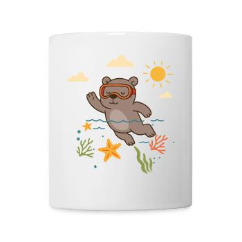 Snorkeling bear diving in the sea - Mug - white - Front