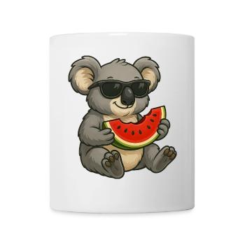 Süßer Koala mit Wassermelone Sommer Cartoon - Tasse - Weiß - Vorne