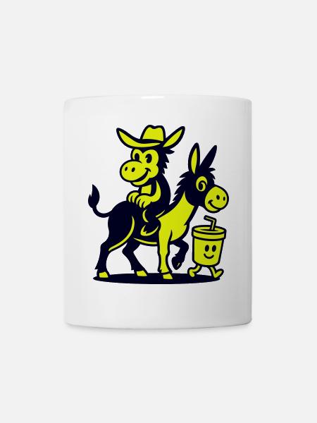 Esel auf Esel und Drink - Tasse - Weiß