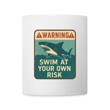 Warning sign with shark and inscription - Mug - white - Front