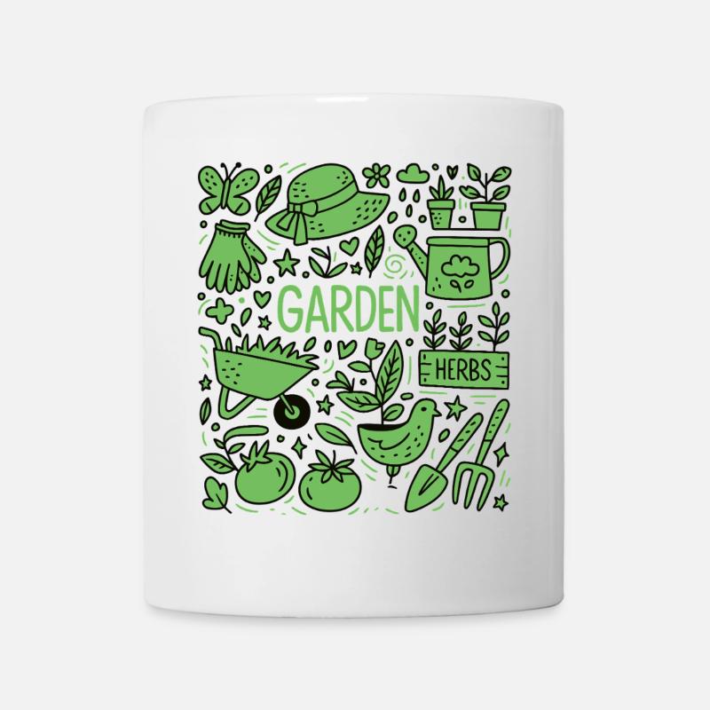 Gartenliebe Doodle Design - Tasse - Weiß