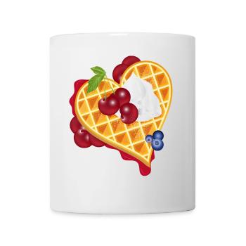Golden heart waffle illustration with cherries - Mug - white - Front