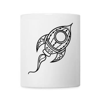 Rakete Schiff Doodle Raumfahrt - Tasse - Weiß - Vorne