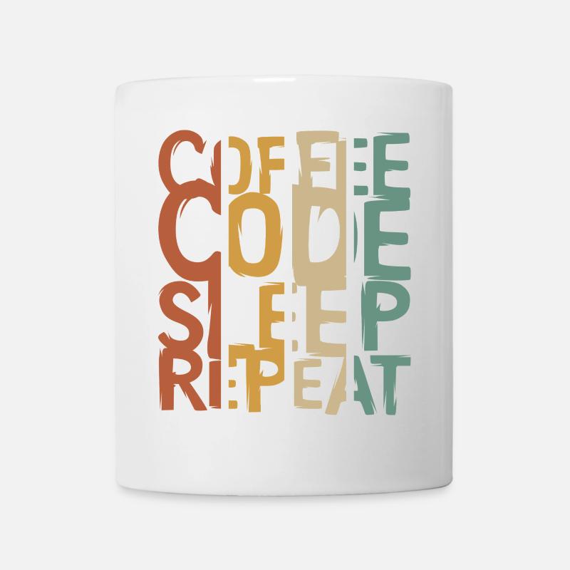 Coffee Code Sleep Repeat – Conception pour les développeurs - Mug blanc - blanc