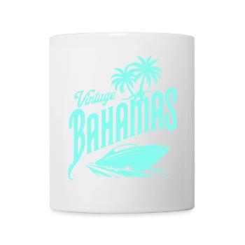 Vintage Bahamas Blue Palm Trees & Speedboat Design - Mug - white - Front