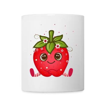 Süße Erdbeerfigur mit Kulleraugen - Tasse - Weiß - Vorne