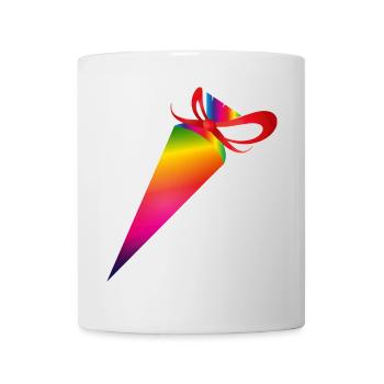 Bunte Schultüte mit roter Schleife - Tasse - Weiß - Vorne